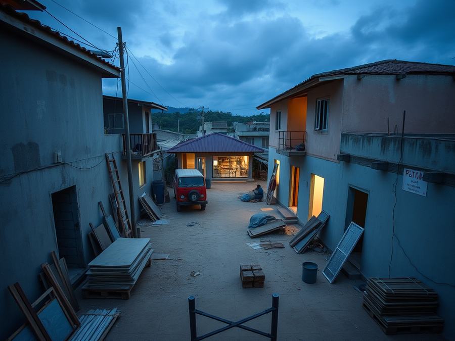 Gerador de energia em canteiro de obras